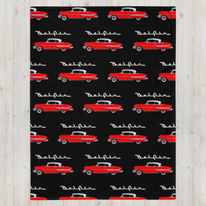 1954 Chevy Bel Air Red Antique Classic Car Collector Cars Throw Blanket