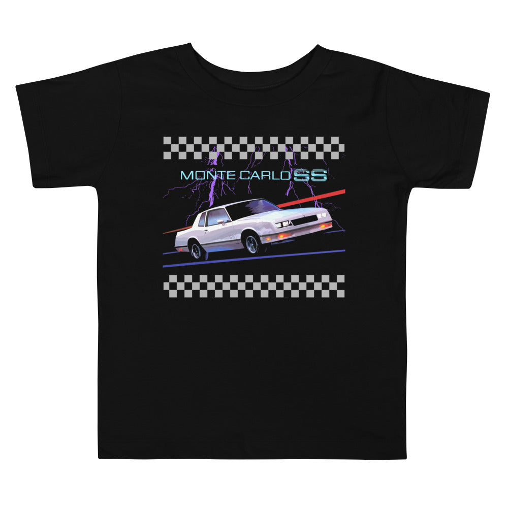 Retro Old School Car Graphic Chevy Monte Carlo SS 80s Aesthetic - Toddler Short Sleeve Tee