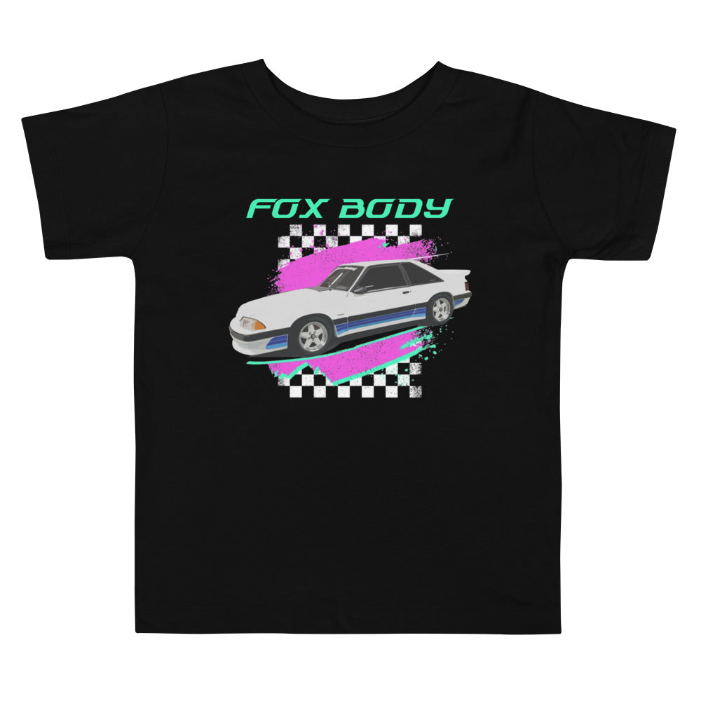 Old School Car Graphic 1988 Stang Fox Body 80s 90s Aesthetic Nostalgia Toddler Short Sleeve Tee