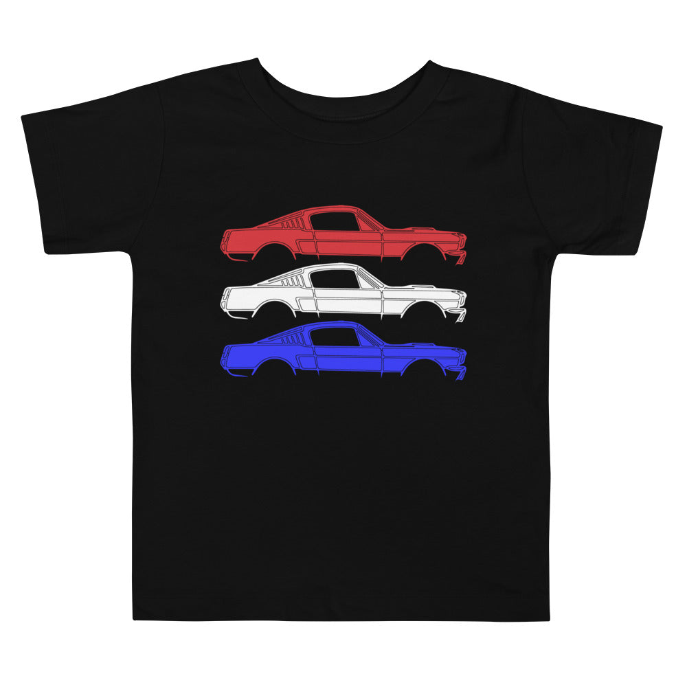 1965 GT350 Stang American Classic Car Patriotic Theme Toddler Short Sleeve Tee