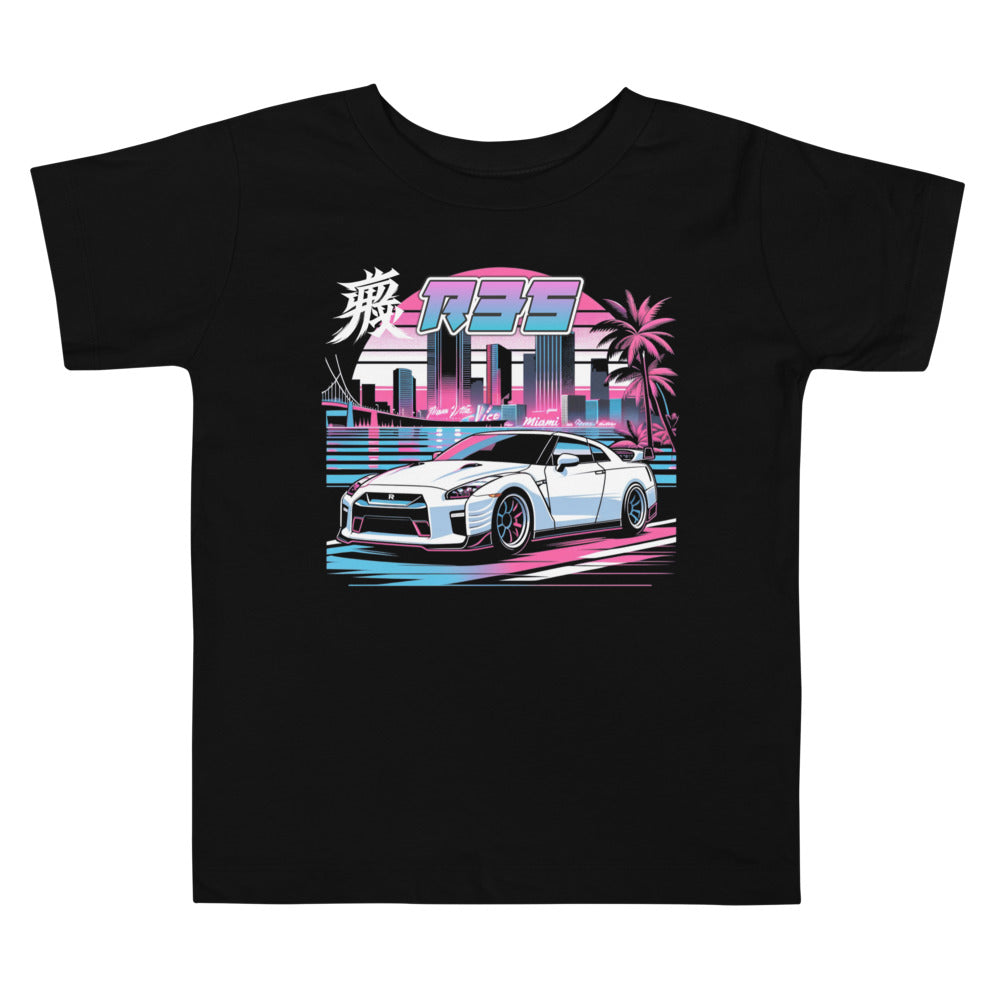 R35 GTR Miami Nights Edition JDM Japananese Car Culture GT-R Toddler Short Sleeve Tee