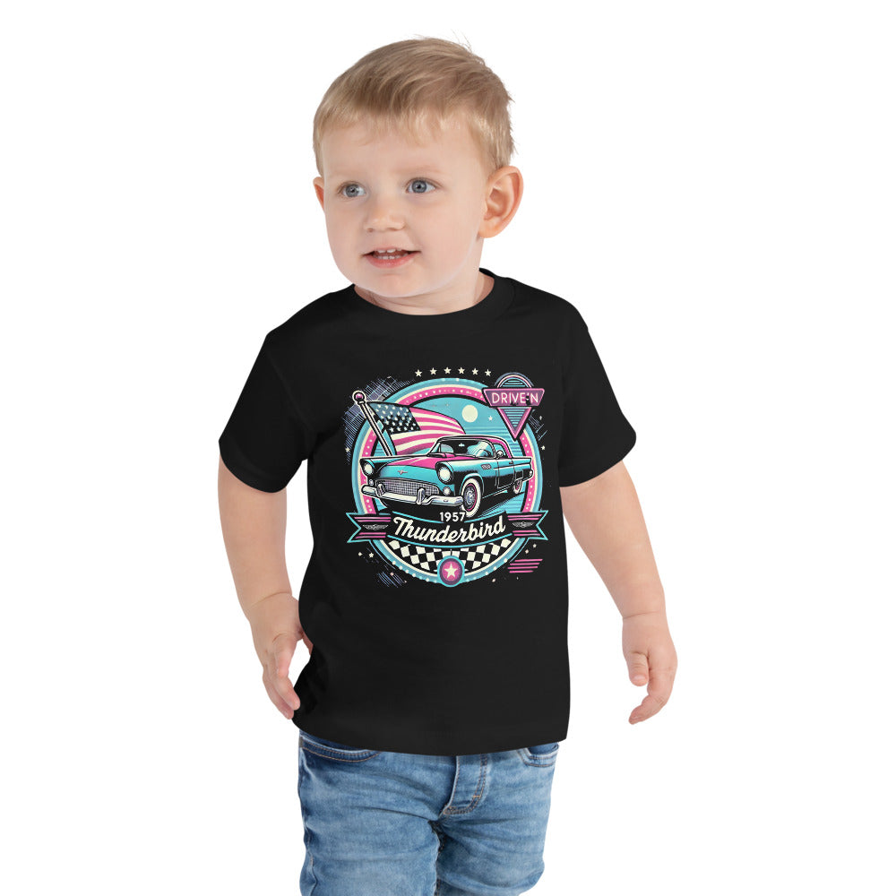1957 Thunderbird tshirt Classic car 1950s Diner Americana Aesthetic T-bird Toddler Tee
