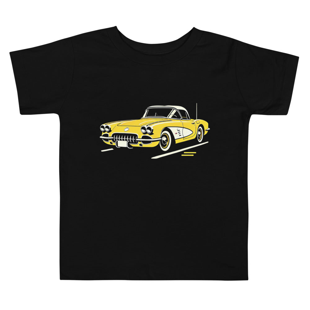 1958 Corvette t-shirt Yellow C1 Vette Art Graphic Tee for Chevy Classic Car Fans Toddler Tee