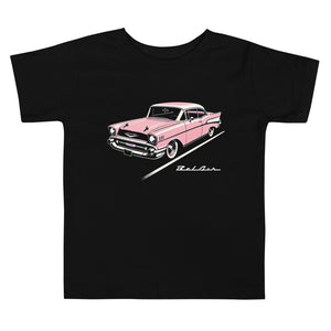 Pink 1957 Bel Air Graphic tshirt for Little Chevy Classic Car Lovers Toddler Tee