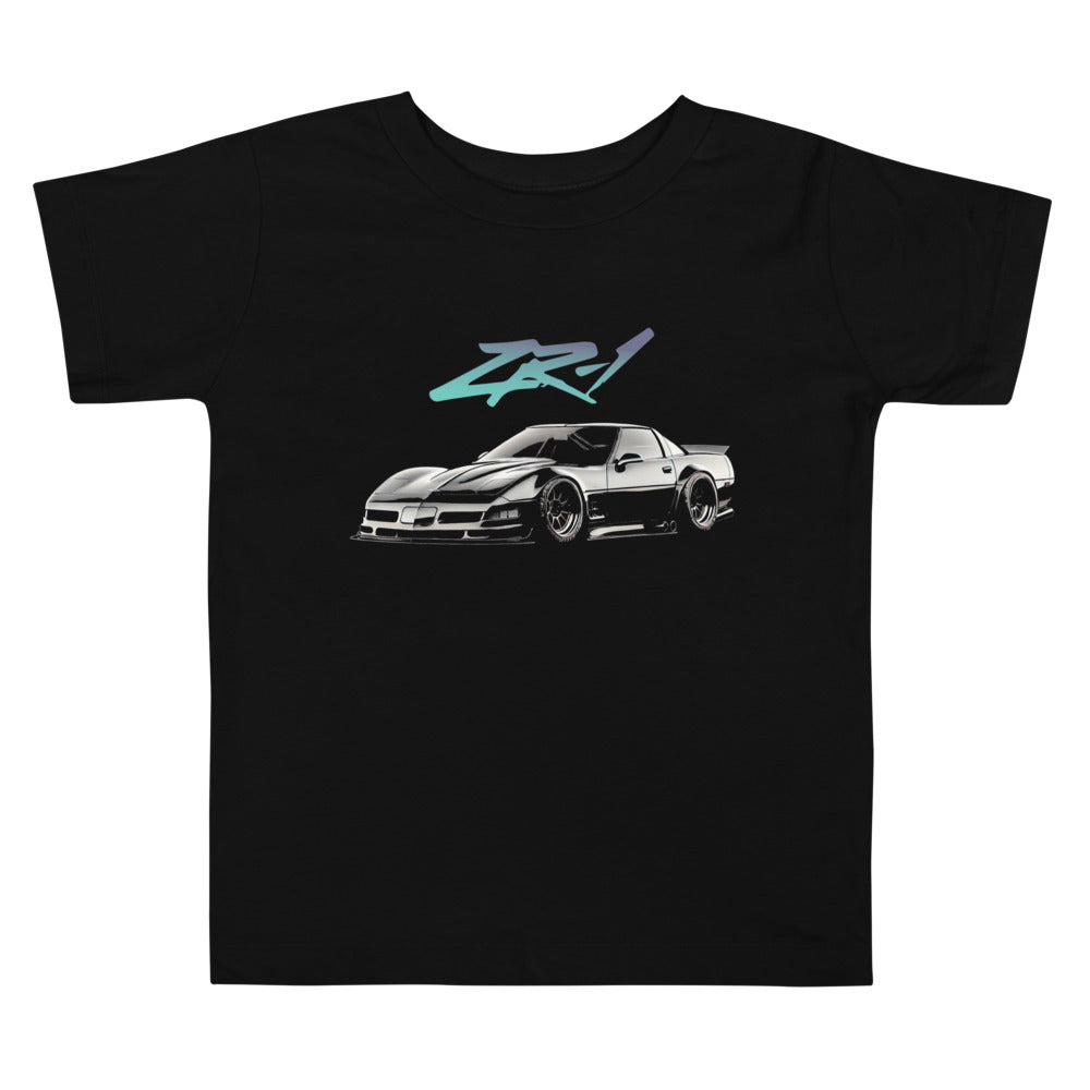 All Black Corvette C4 ZR-1 t-shirt for 4th Gen Vette Drivers ZR1 Toddler Short Sleeve Tee