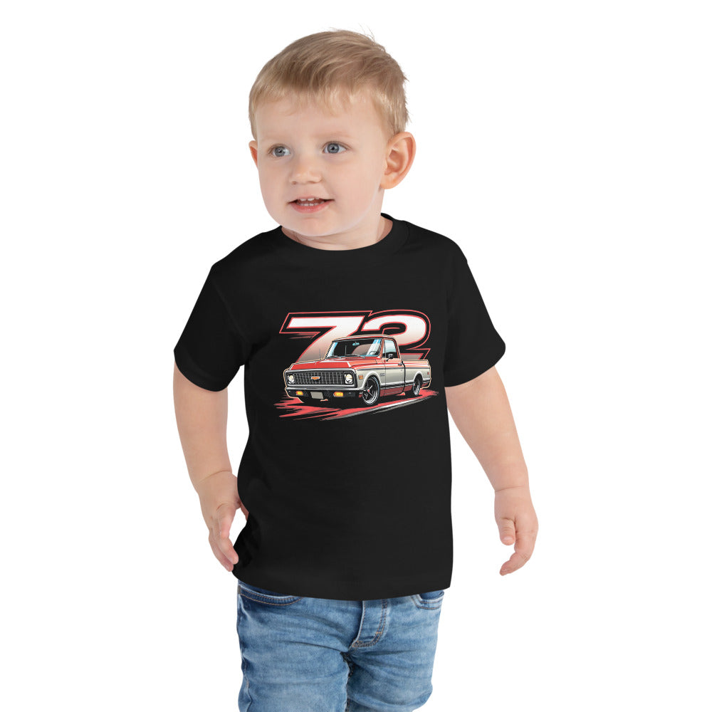 1972 Chevy C10 Pickup Truck T-Shirt for Classic Car Restoration Enthusiasts Toddler Short Sleeve Tee