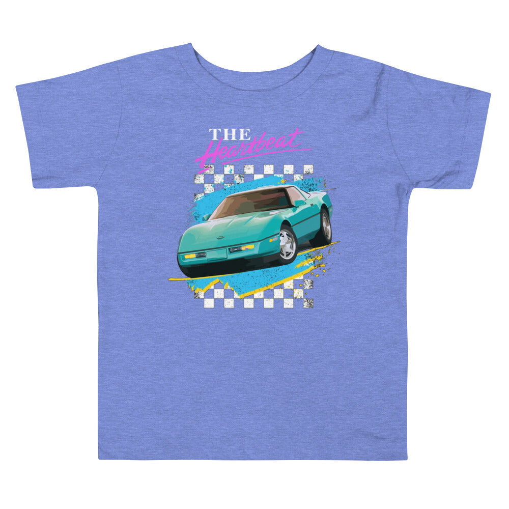 Retro Chevy Old School Car Graphic Corvette c4 80s Aesthetic The heartbeat of America - Toddler Short Sleeve Tee