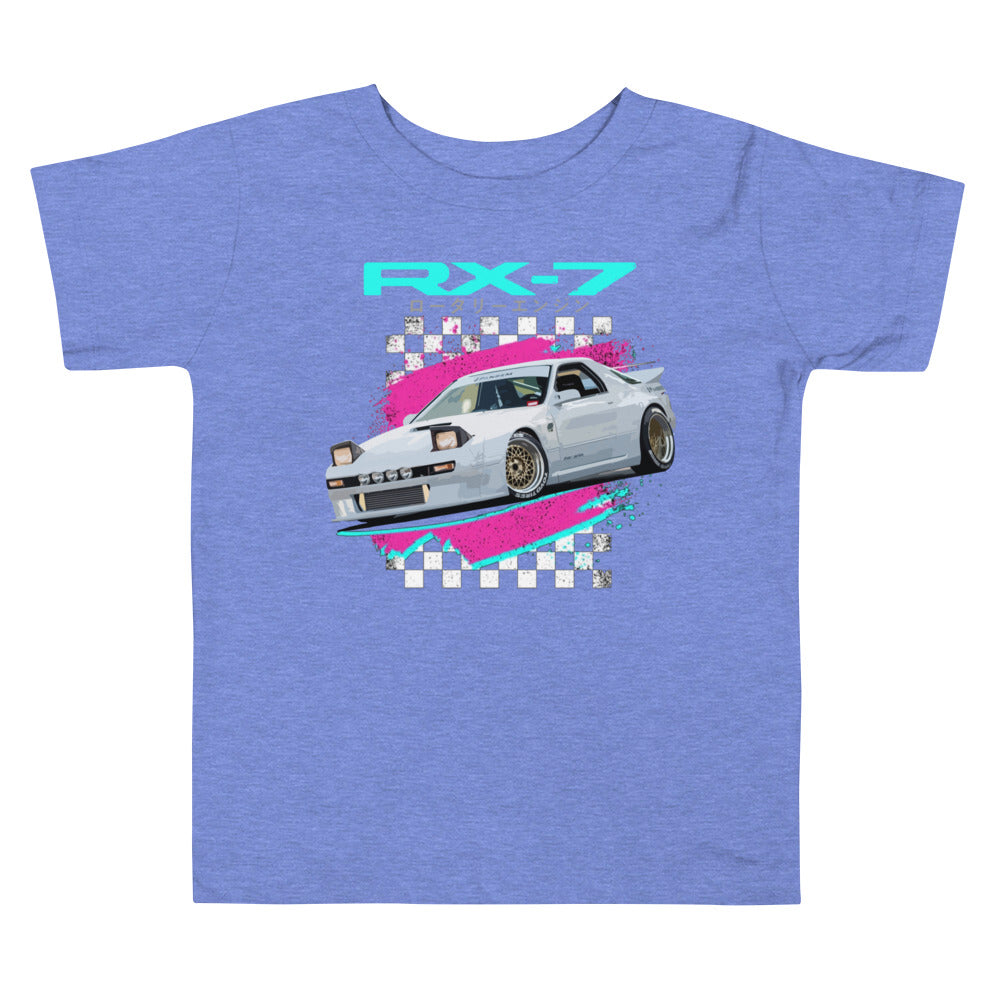 Retro 80s 90s JDM Car Graphic RX-7 Miami Aesthetic Japanese Street Race RX7 Toddler Short Sleeve Tee