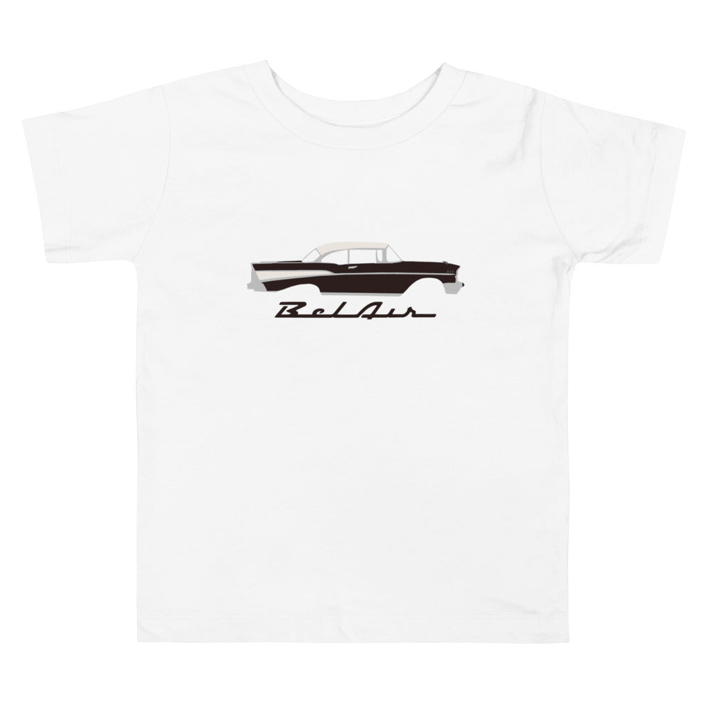 1957 Bel Air Onyx Black Antique 57 Chevy Classic Car Graphic Toddler Short Sleeve Tee