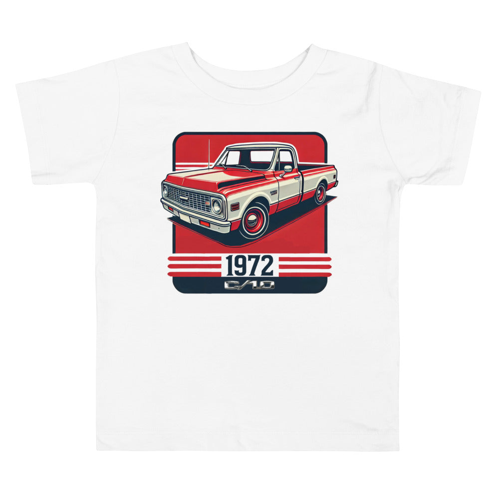 Red and White 1972 Chevy C10 American Pickup Truck Retro Automotive Toddler Tee