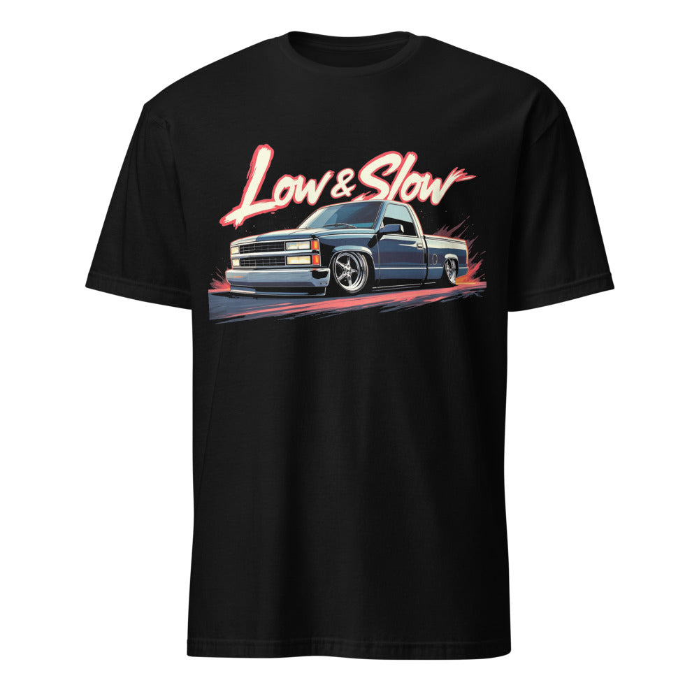 Low and Slow 1990s Chevy 1500 Silverado Lowrider Pickup Truck T-Shirt