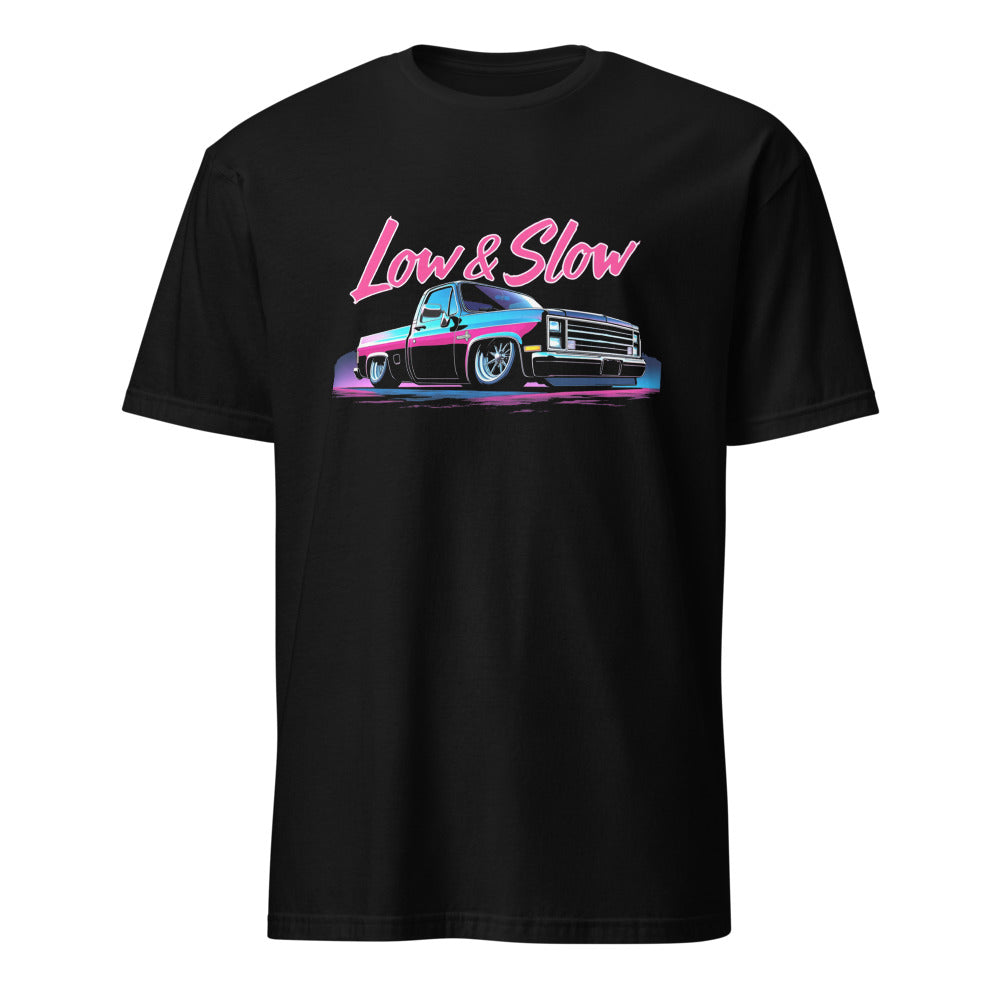 1985 Chevy Silverado C10 Square Body Lowrider Slammed Truck T-Shirt Low and Slow Graphic Tees