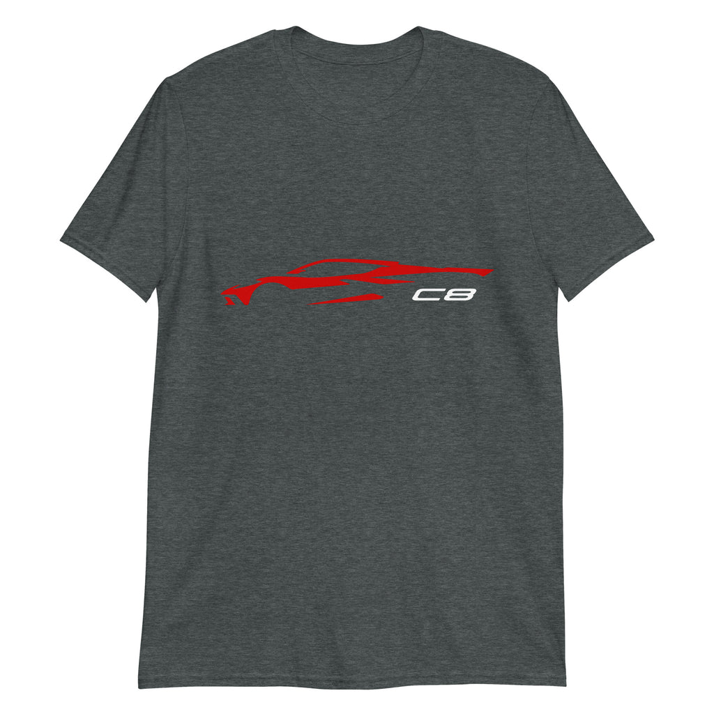 2022 2023 Corvette Red C8 Outline Silhouette 8th Gen Vette Gift T-Shirt dark heather