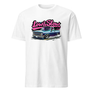 Low and Slow Chevy Square Body Truck Silverado C10 Mens T-Shirt for Classic Pickup Fans