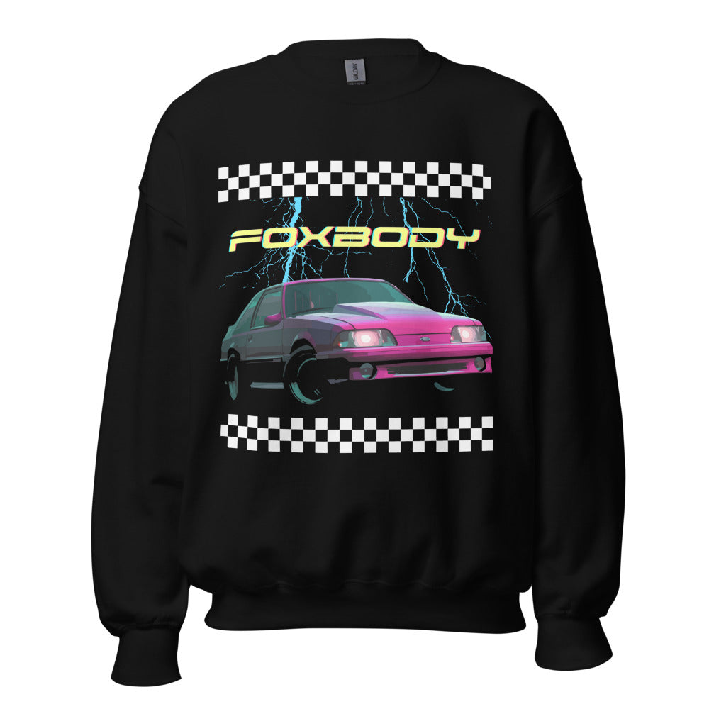 Retro Old School Cars Graphic 80s 90s Fox Body Stang Car Meet - Unisex Sweatshirt