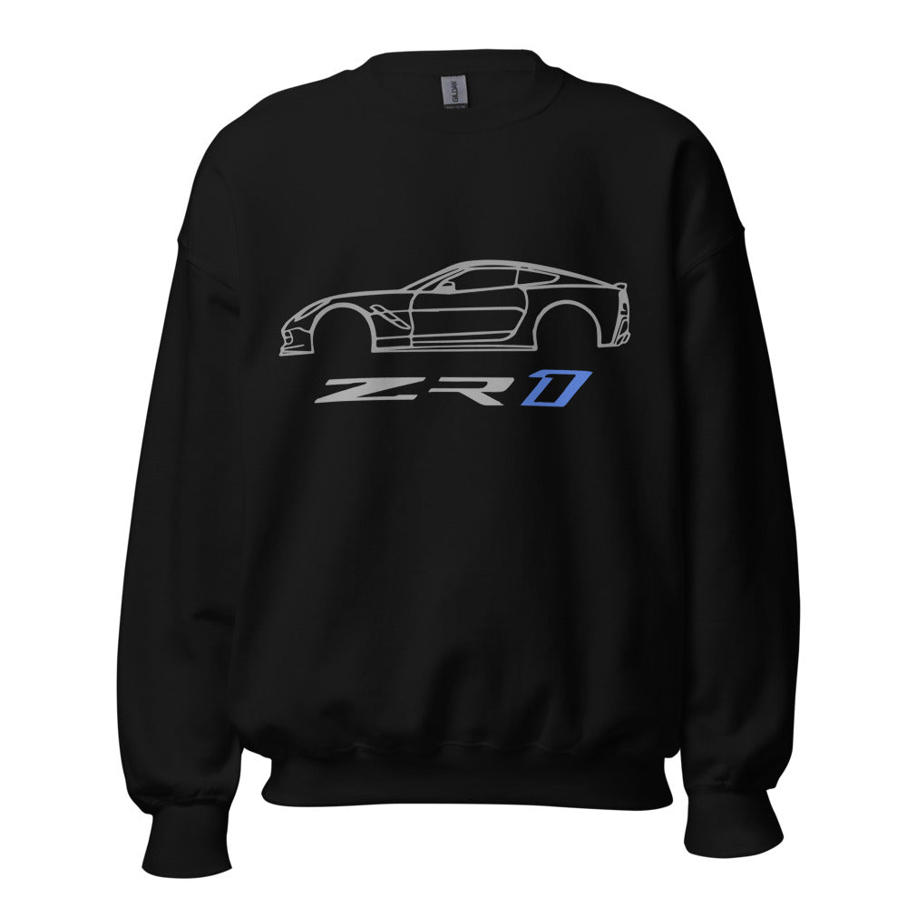C7 Vette ZR1 Outline Line Art Car Meet Custom Sweatshirt