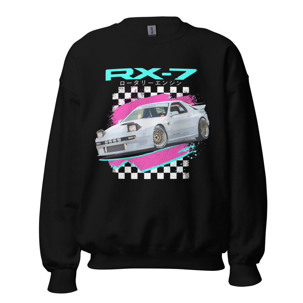 Retro 80s 90s JDM Car Graphic RX-7 Miami Aesthetic Japanese Street Race RX7 Sweatshirt