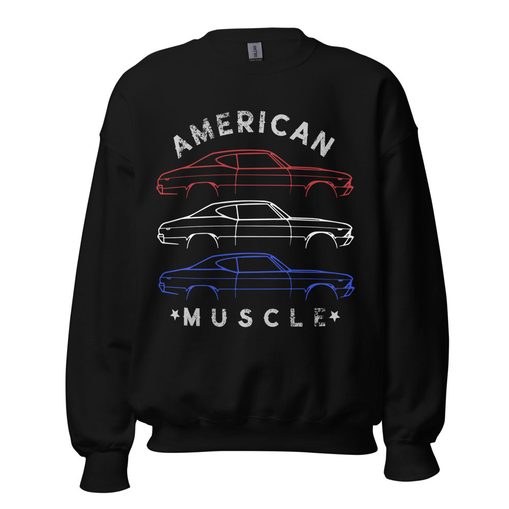 1969 Chevelle SS Outline Patriotic Colors American Muscle Car Owner Sweatshirt
