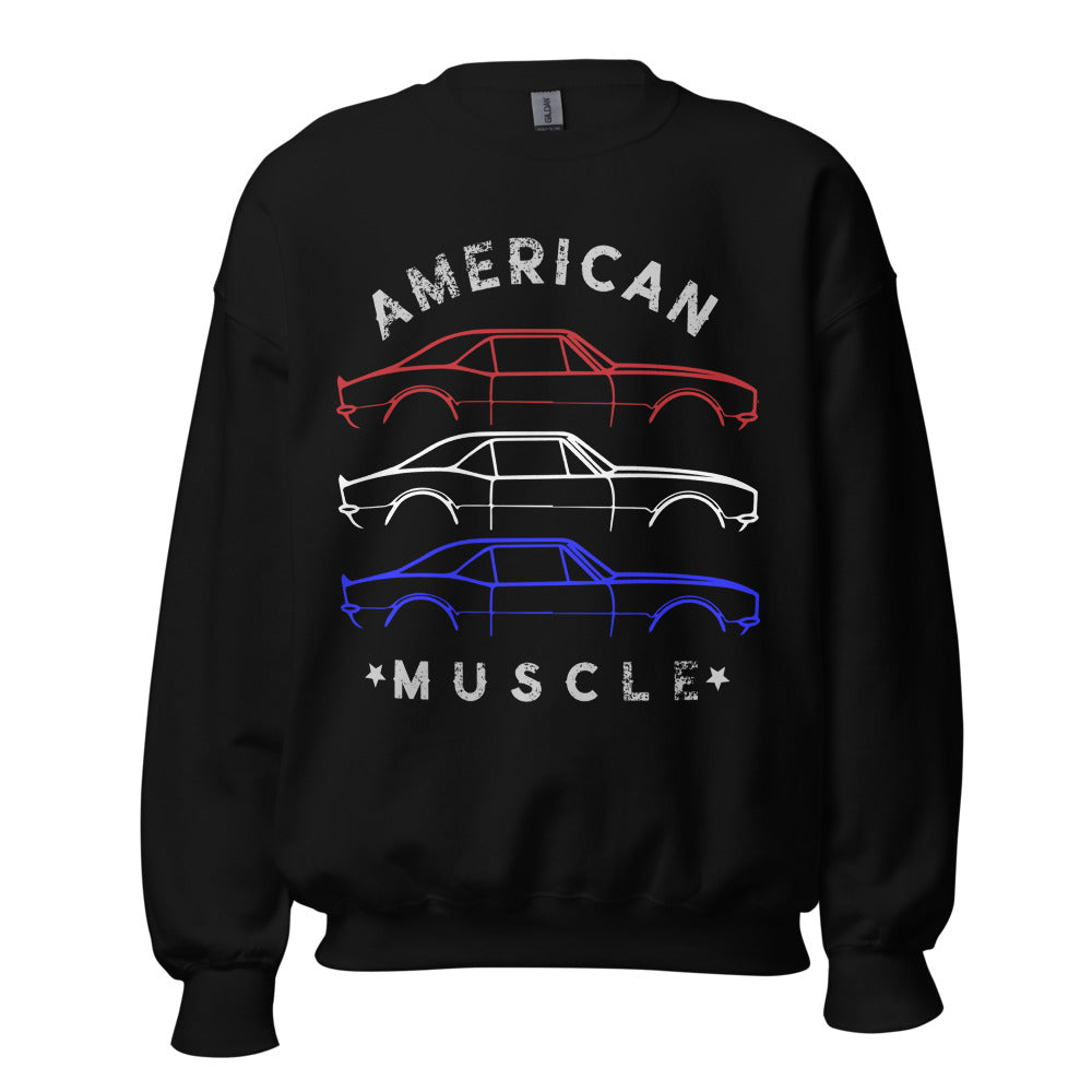 1967 Chevy Camaro SS RS Outline American Muscle Car Owner Patriotic Theme Sweatshirt