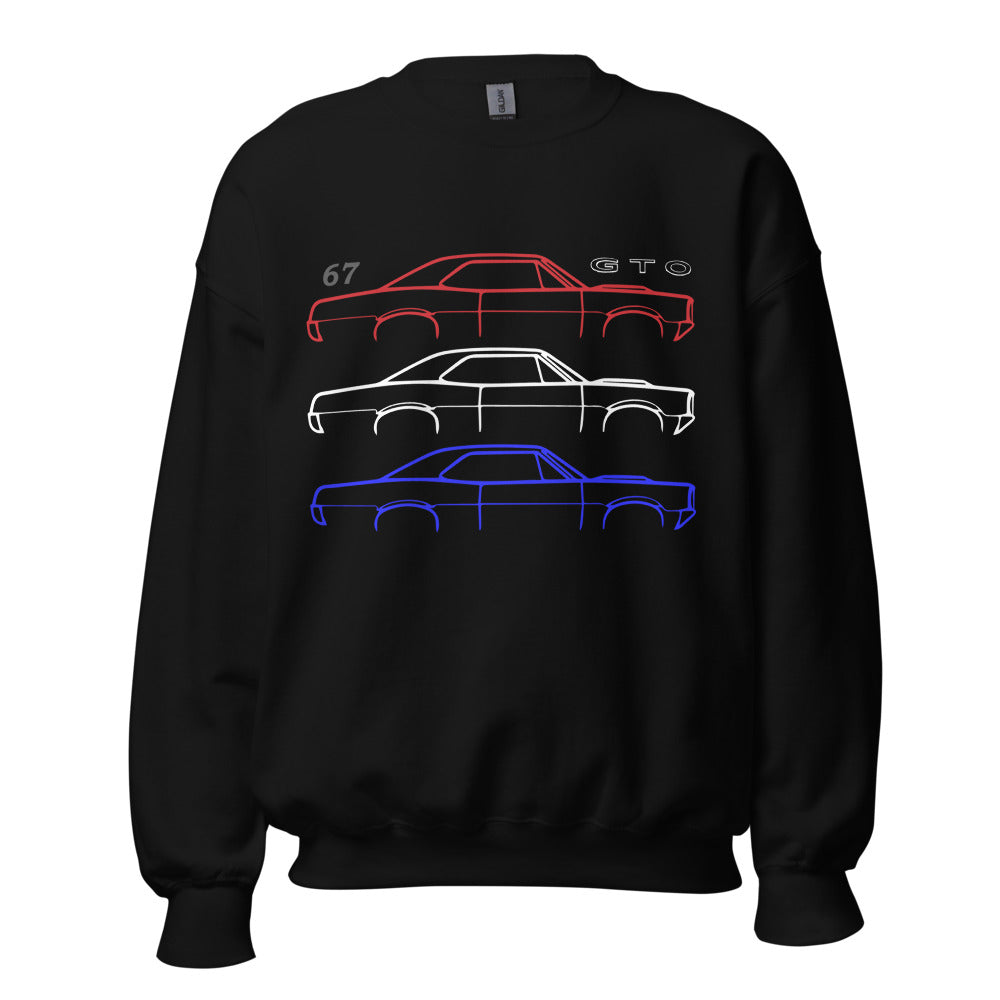 1967 GTO Outline American Muscle Car Patriotic Theme Sweatshirt