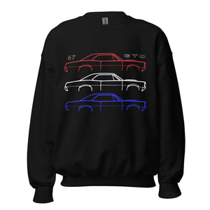 1967 GTO Outline American Muscle Car Patriotic Theme Sweatshirt
