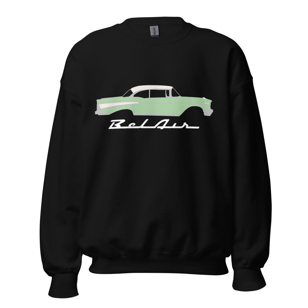 1957 Bel Air Surf Green Hardtop Antique 57 Chevy Classic Car Graphic Sweatshirt
