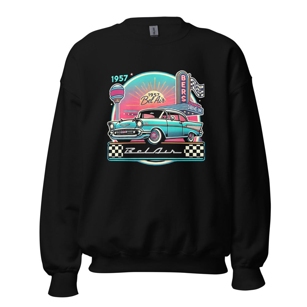 1957 Chevy Bel Air sweatshirt for Classic car owners 1950s Diner Americana Aesthetic crewneck