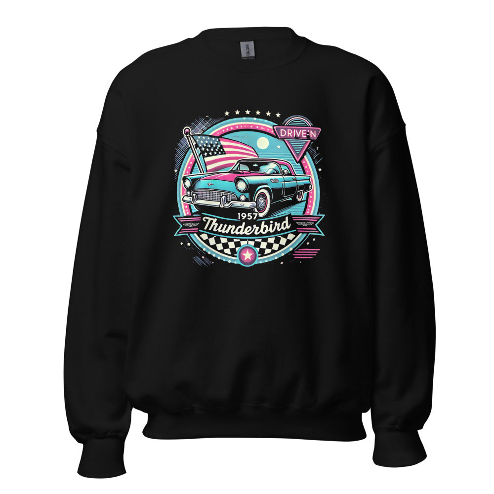 1957 Thunderbird sweatshirt for Classic car owners 1950s Diner Americana Aesthetic crewneck