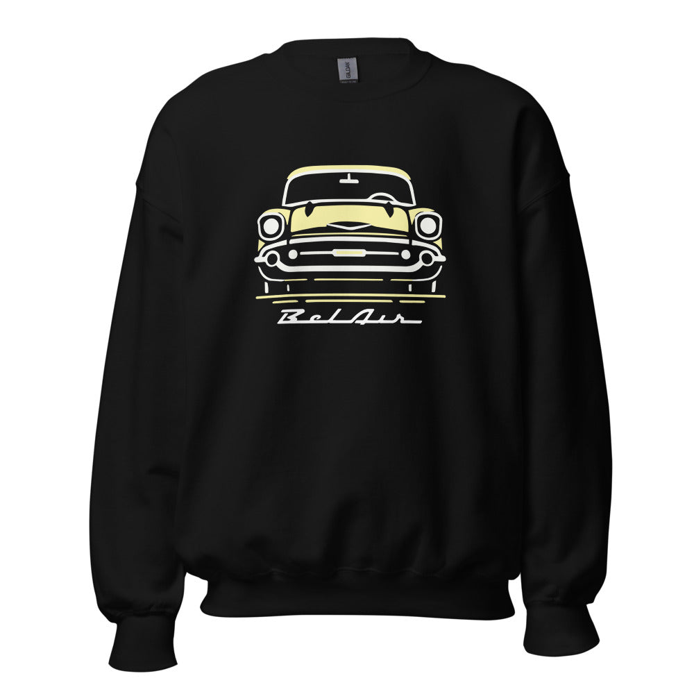 Colonial Cream 1957 Bel Air sweatshirt for 57 Chevy Classic Car Owners crewneck