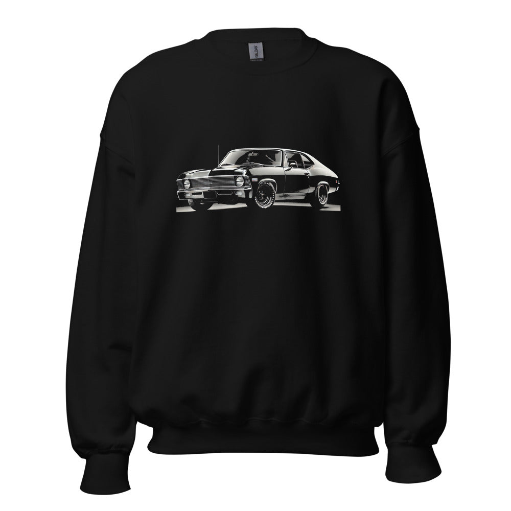 Black 1969 Nova sweatshirt or Chevy Classic car Gearheads Crewneck