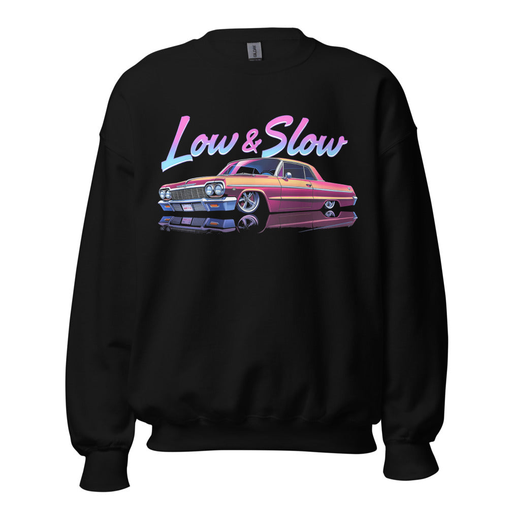 Slammed 1964 Chevy Impala Lowrider Crewneck Low and Slow Graphic Sweatshirt