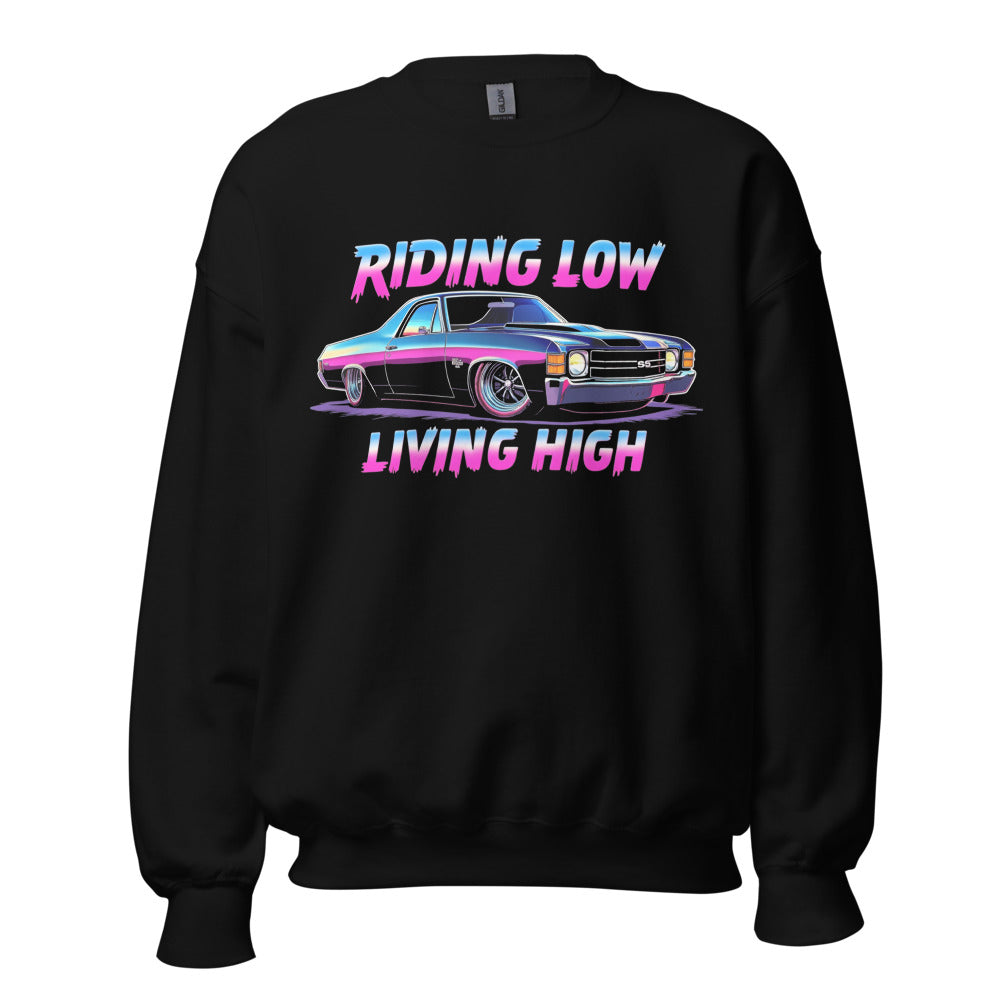 1971 Chevy El Camino Lowrider Riding Low Graphic Sweatshirt