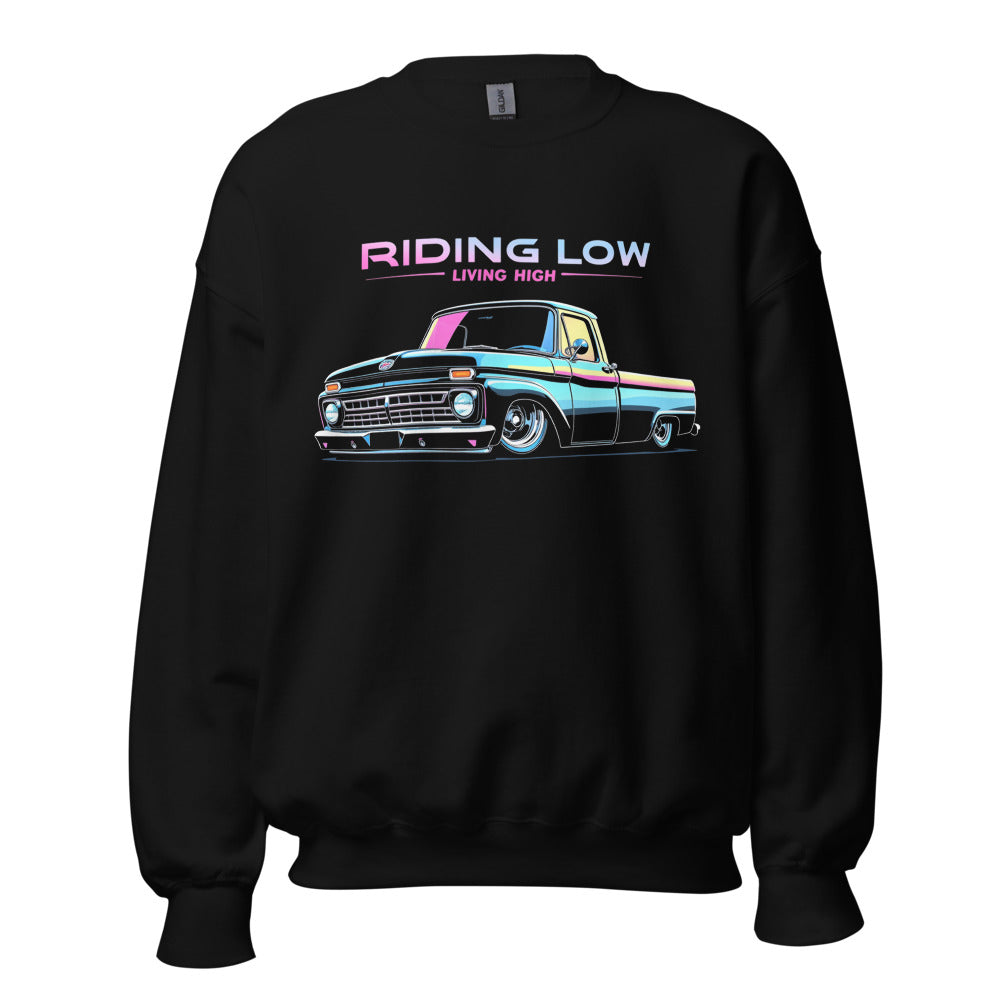 Riding Low 1965 F100 Lowrider Truck Vintage Pickup Graphic Sweatshirt