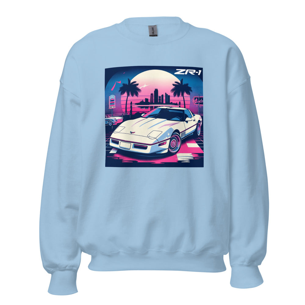 Miami Nights C4 ZR1 Corvette Retro Aesthetic Vette Graphic Sweatshirt