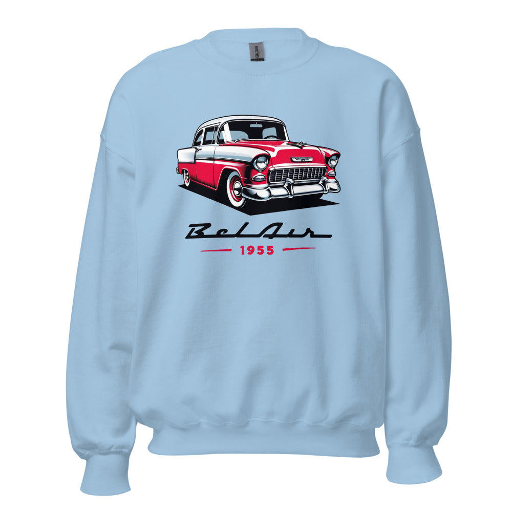 1955 Red Bel Air sweatshirt for Chevy Classic Car Owners Antique Automotive 55 Belair