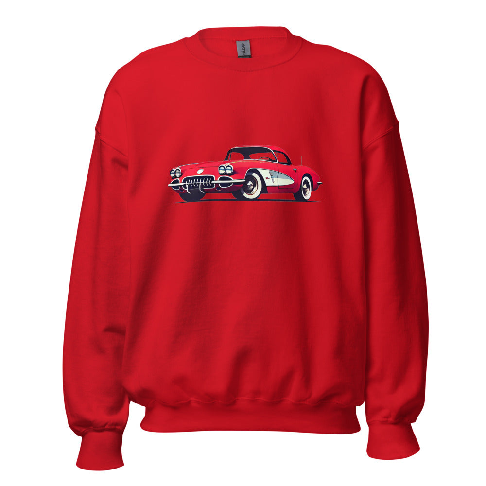 Red Corvette C1 Sweatshirt for Antique Chevy Vette Owners Graphic Crewneck