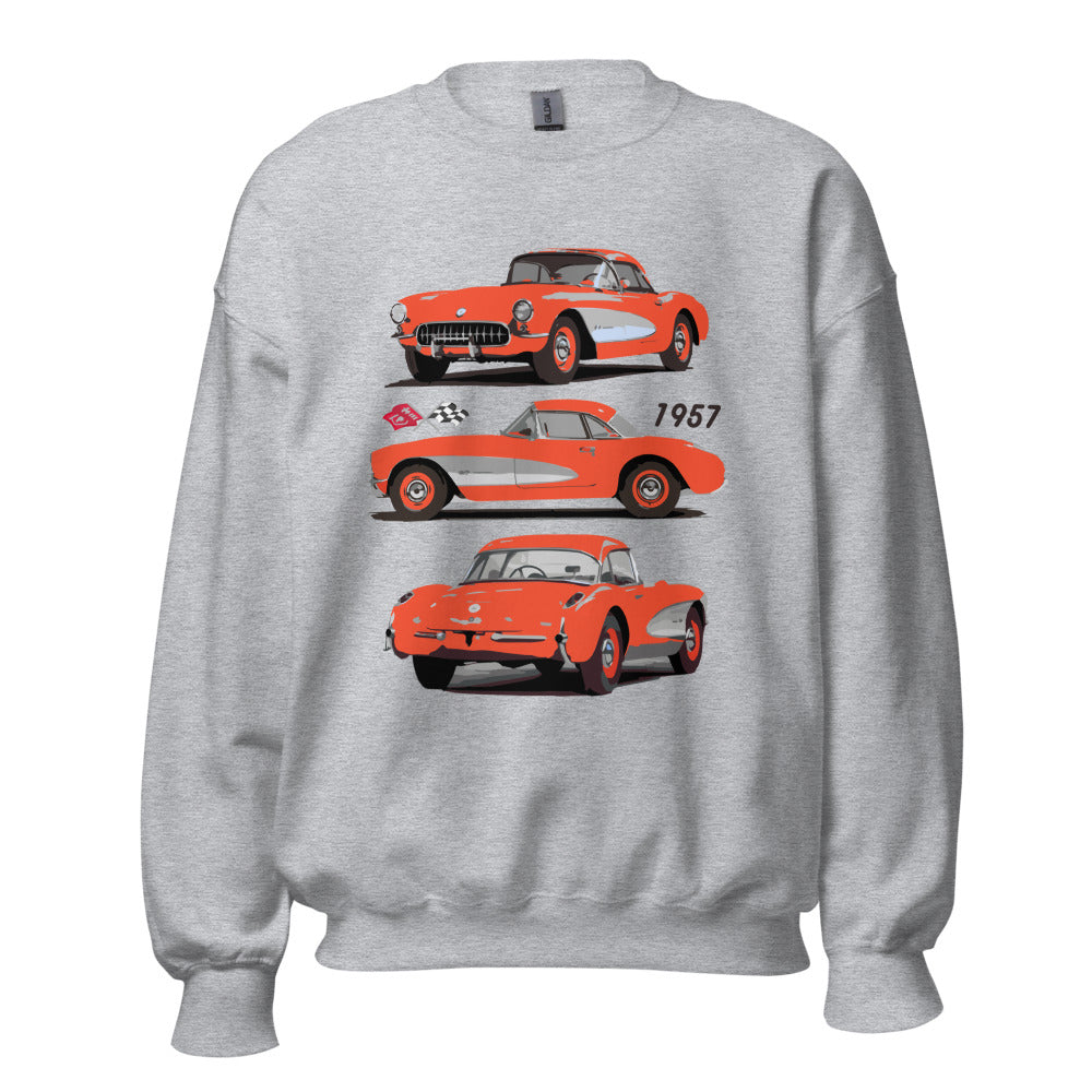 1957 Corvette C1 Venetian Red Antique American Classic Car Owners Sweatshirt