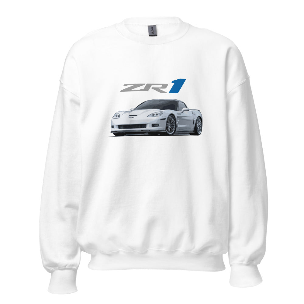 Arctic White 2011 Corvette C6 ZR1 Custom Sixth Gen Vette Drivers Sweatshirt