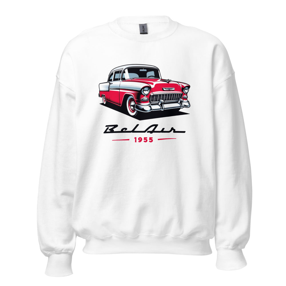 1955 Red Bel Air sweatshirt for Chevy Classic Car Owners Antique Automotive 55 Belair