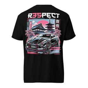 Black R35 GT-R tee for JDM Japanese Tuner Car Fans Skyline GTR garment-dyed heavyweight t-shirt