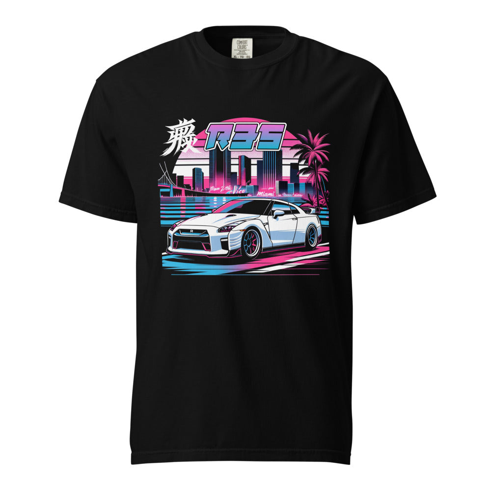 R35 GTR tee Japanese Monster Miami Nights JDM Japan Car Culture GT-R heavyweight t-shirt