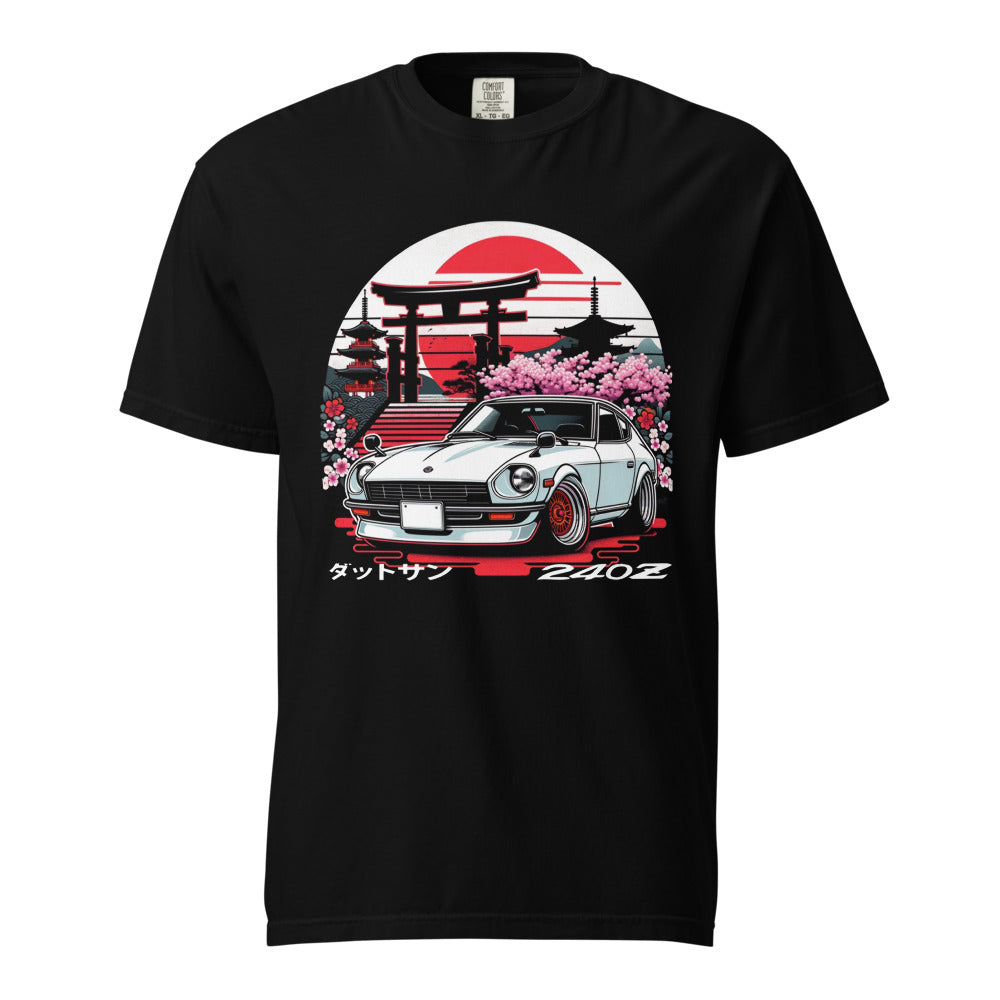 Rising Sun Datsun 240z tee for JDM fans Japanese Car Culture Retro Automotive heavyweight t-shirt