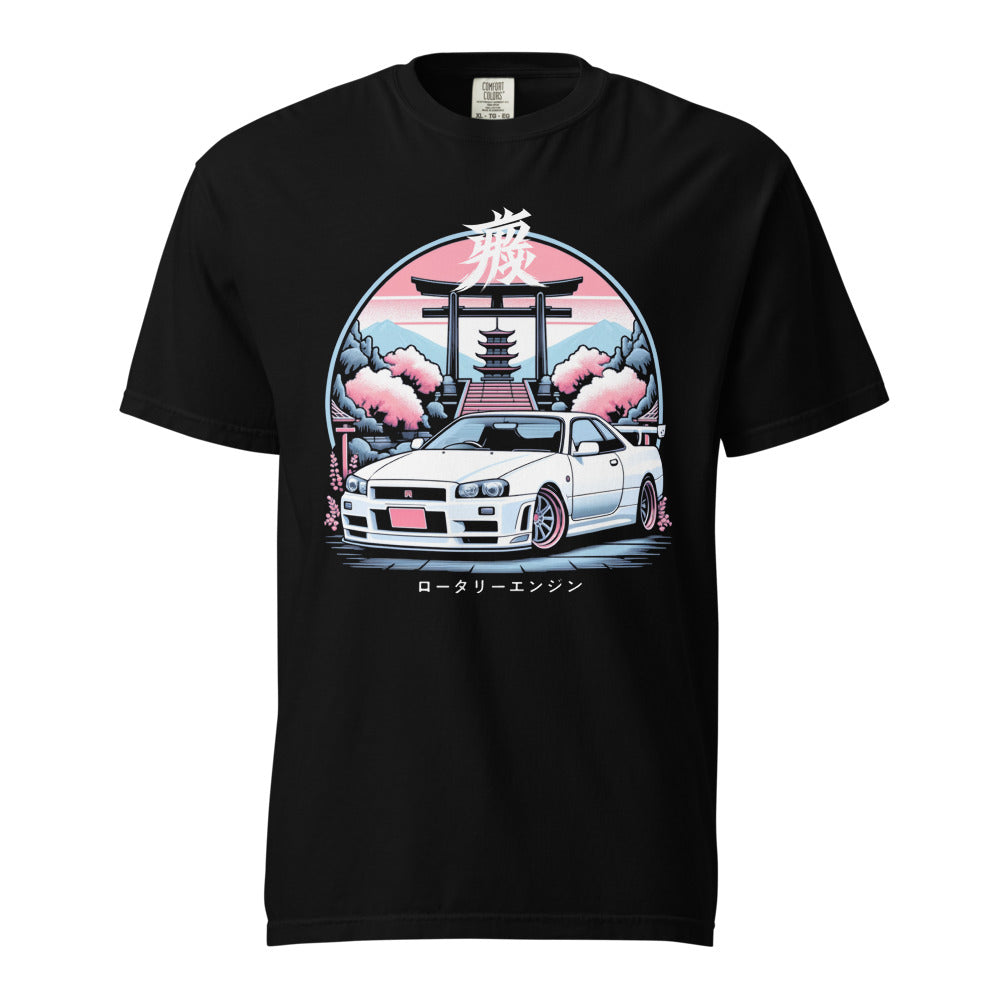 R34 Skyline GTR tee for JDM Fans 90s Japan Car Culture GT-R heavyweight t-shirt