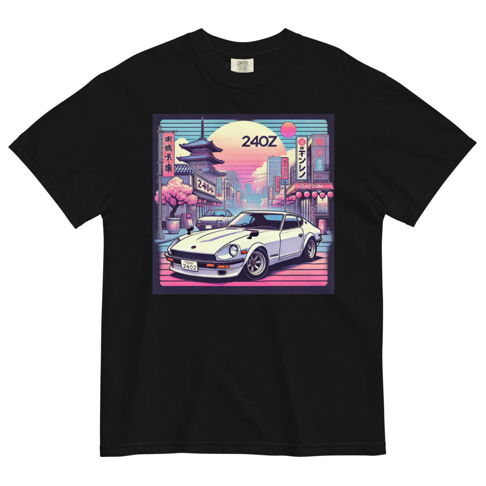 Tokyo Sunset Datsun 240z tee for JDM Japanese Car Fans garment-dyed heavyweight t-shirt