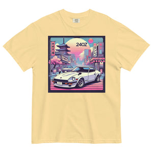 Tokyo Sunset Datsun 240z tee for JDM Japanese Car Fans garment-dyed heavyweight t-shirt