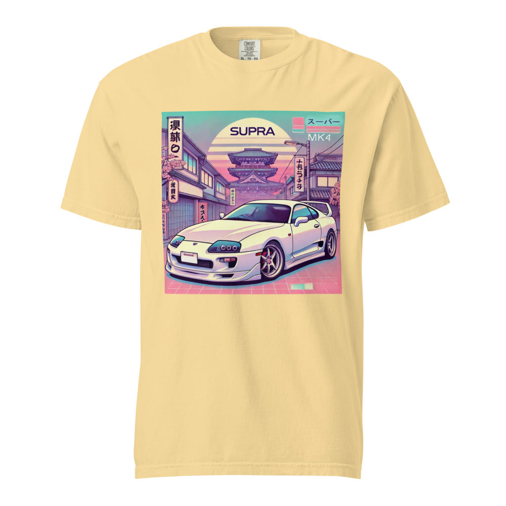Tokyo Sunset Supra MK4 t-shirt for 90s JDM Japanese Car Fans heavyweight t-shirt