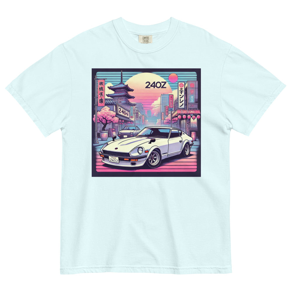 Tokyo Sunset Datsun 240z tee for JDM Japanese Car Fans garment-dyed heavyweight t-shirt