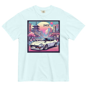 Tokyo Sunset Datsun 240z tee for JDM Japanese Car Fans garment-dyed heavyweight t-shirt