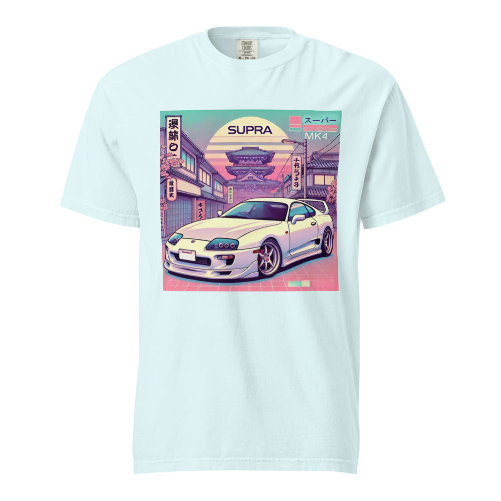 Tokyo Sunset Supra MK4 t-shirt for 90s JDM Japanese Car Fans heavyweight t-shirt