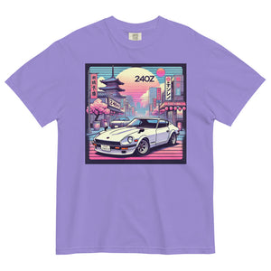 Tokyo Sunset Datsun 240z tee for JDM Japanese Car Fans garment-dyed heavyweight t-shirt